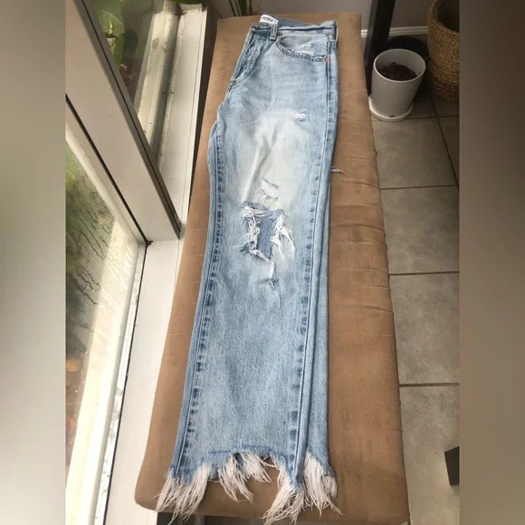 PISTOLA Charlie High Rise Straight Leg Jeans | Light Wash Denim | Size 25 - Picture 7 of 8